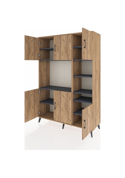 Hyperion Dolap 10 Raflı 6 Kapaklı 132x44x195 Çam-çam/antrasit Çam Hyperion Dolap 10 Raflı 6 Kapaklı 132x44x195 Çam-çam/antrasit Çam