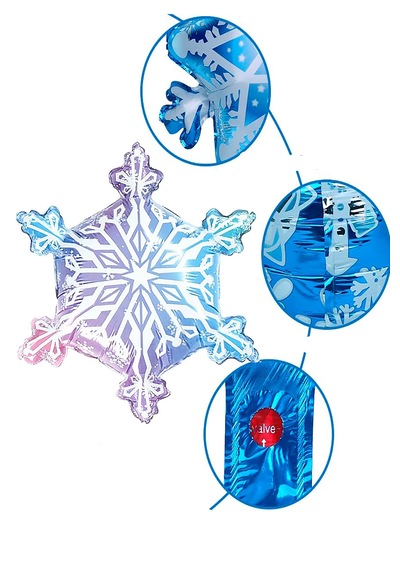 1 Adet Yılbaşı Kar Tanesi Folyo Balon 64x55 Elsa Frozen Konspet