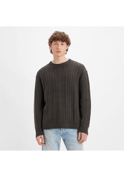 Levi's Battery Crewneck Erkek Bordo Yuvarlak Yaka Relaxed Fit Kazak Antrasit