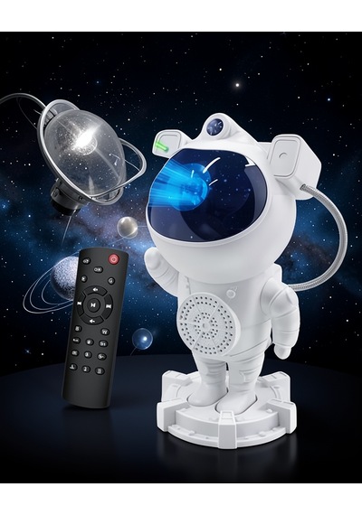 Bluetooth Hoparlörlü Gece Lambası Astronot Işık Projektörü Çok Renkli