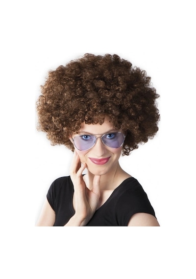 Mey İthalat Kahve Renk Kıvırcık Afro Bonus Peruk