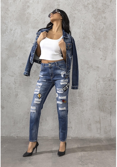 Wd298 Boy Friend Eğlence Süslemeli Kadın Jean Pantolon 001