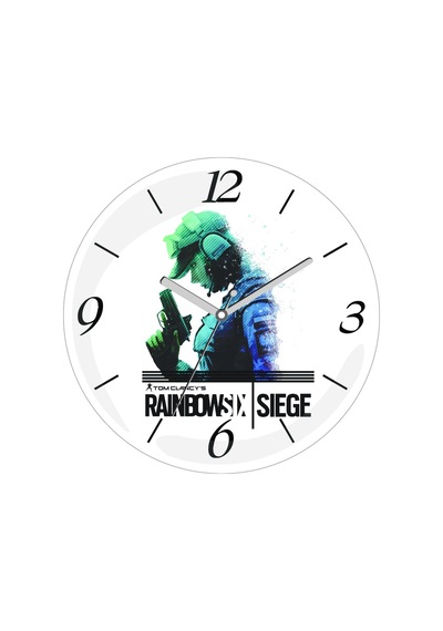 Rainbow Six Siege Çap 30cm Sessiz Akar Bombeli Gerçek Cam Duvar Saati Çok Renkli