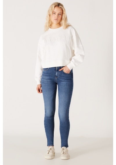 Wrangler High Rise Skinny Fit Dar Kesim Yüksek Bel Çok Dar Paça Mavi Kadın Esnek Jean Denim Kot Pantolon W27H017XT Mavi