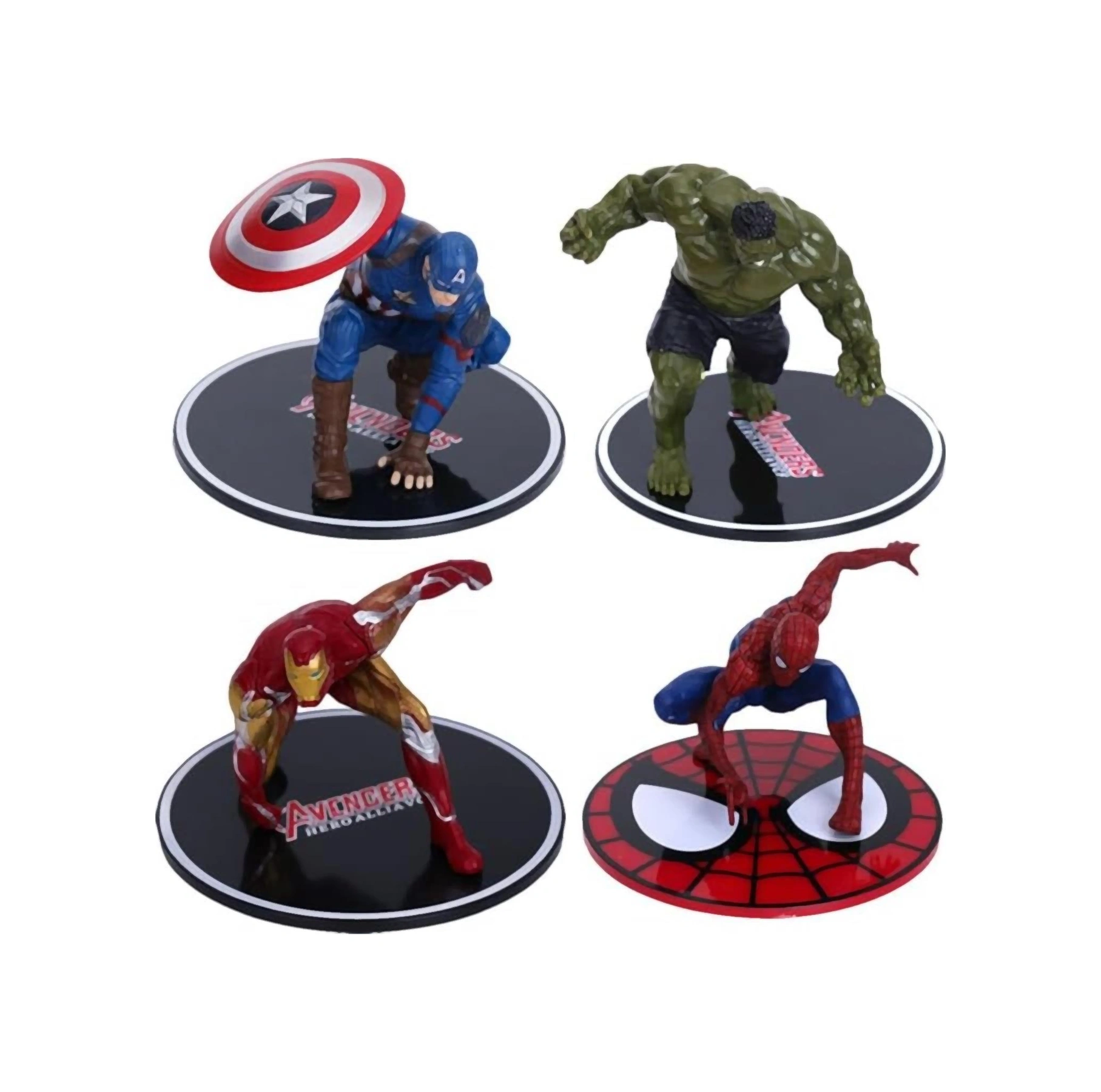 Marvel Yenilmezler Ironman Spiderman Hulk Captain America Özel Stantlı 4lü Oyuncak Figür Karakterler Marvel - Avengers