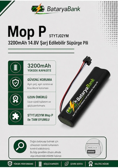 Mi Robot Vacuum Mop P Stytj02ym Uyumlu Robot Süpürge Bataryası 14.4v 3200mah Li-ion Yedek Pil