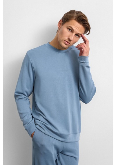 Backandbond Mavi Regular Fit Bisiklet Yaka Sweatshirt