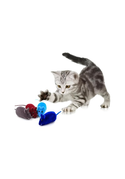 4'lü Sesli Fare Kedi Oyuncağı Seti Renkli Ve Eğlenceli Kedi Av Oyuncakları, Düdüklü Oyuncak Fare, Çiğneme Ve Oyun İçin Uygun, Etkileşimli Kedi Oyuncak Seti