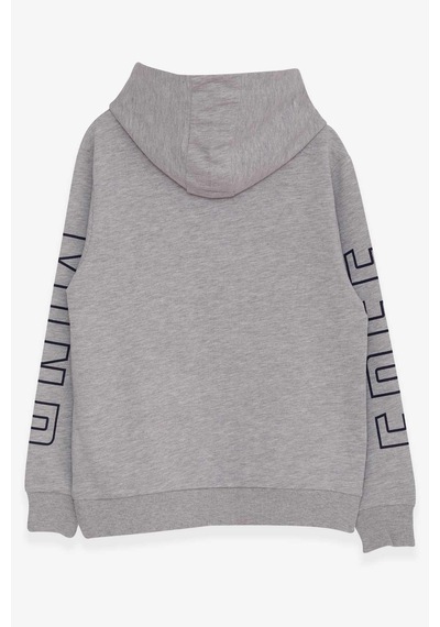 Breeze Erkek Çocuk Yazı Baskılı Sweatshirt 9-16 Yaş, Gri Melanj
