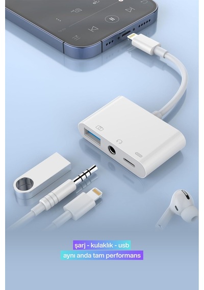 Usb 2.0 Lightning Otg Dönüştürücü - Apple Uyumlu iPhone Tak Çalıştır Adaptör