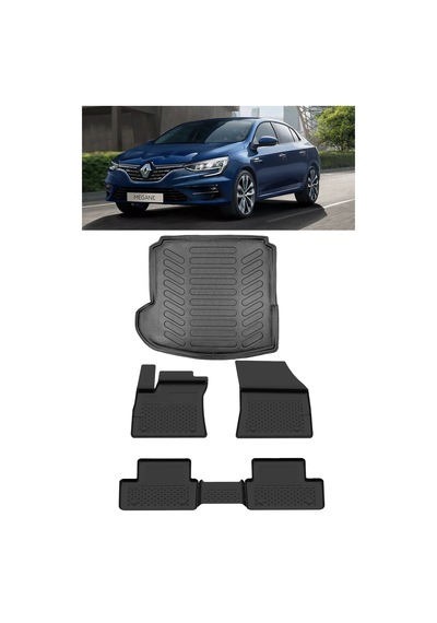 Sahler Megane 4 Sedan 2016 Ve Sonrası 4.5d Paspas 3d Rizline Sol Cep Bagaj Havuzu