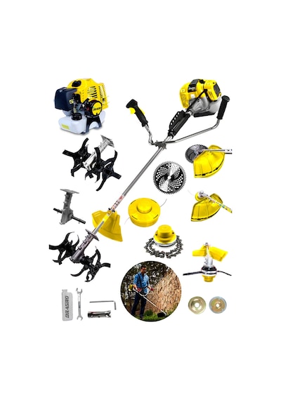 Dragro Alman DRG-HP20 Hp Yan Tipi S Benzinli Motorlu Ot Çalı Tırpanı Çim Biçme Makinesi Tırpan Çapa Aparatli