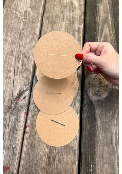 Mum Toz Kapakları 98mm Çap 35mm X 2 Mm Ahşap Fitil Boşluğu 50 Adet Kraft