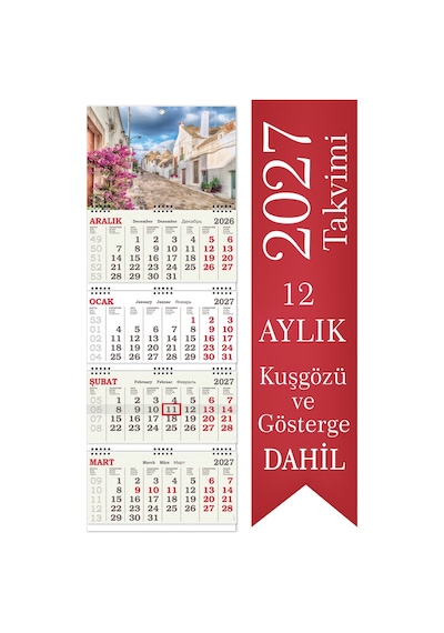 2027 Orta Boy Kuşe Gemici Takvimi Denizci Duvar Takvimi 31 x 86 CM