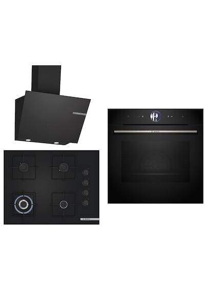 Bosch Black Deluxe HRG7361B1 Buharlı 4D Hot Air 3D Fry - POH7C6P31O 67 CM Wok Bek - DWK66PJ60T 3 Lü Ankastre Set 617
