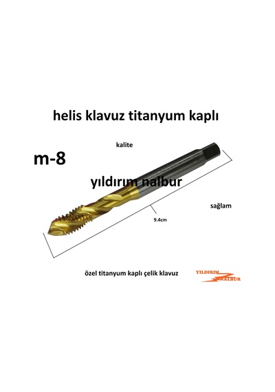 Helis Kılavuz M-8 Titanyum Kaplı Sağlam Diş Açma Klavuz
