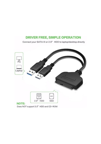 Usb 3.0 2.5" Sata SSD HDD Hard Disk Veri Aktarma Kablosu
