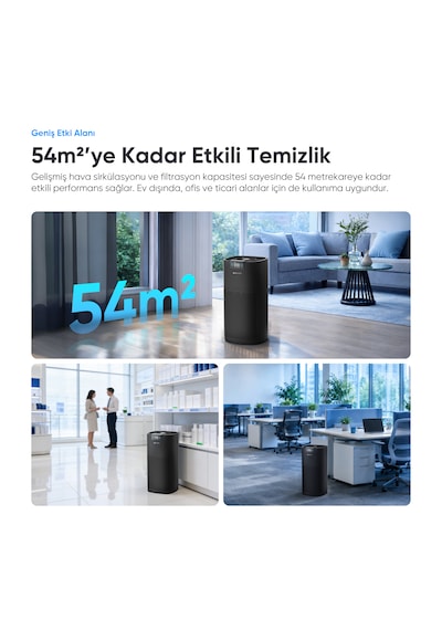Şımart Akıllı Hava Temizleyici Pro H13 Hepa Filtreli 450 M3 Uv Negatif İyonlu Wi-fi Kontrollü 54 M2 Siyah