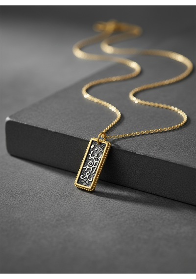 G&a Jewels - Zamansız Sembol - 925 Ayar Oksitli Yaldız Altın Kaplama Gümüş Kolye Altın - Gümüş G&a Jewels - Zamansız Sembol - 925 Ayar Oksitli Yaldız Altın Kaplama Gümüş Kolye Altın - Gümüş