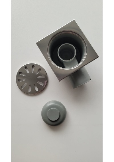Duş Yer Süzgeci Metal Kapaklı Koku Önleyicili Yandan Çıkışlı 10x10cm