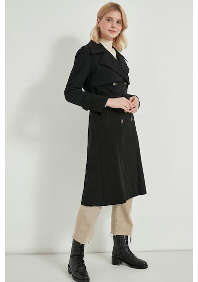 Pastelastore %100 Pamuk Gabardin Uzun 110cm Astarlı Kemerli Kadın Trençkot 1111 Siyah Pastelastore %100 Pamuk Gabardin Uzun 110cm Astarlı Kemerli Kadın Trençkot 1111 Siyah