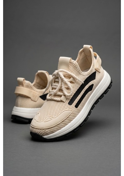 In Step Stratomesh Krem Kalın Tabanlı Erkek Spor Ayakkabı Rahat Günlük Sneaker