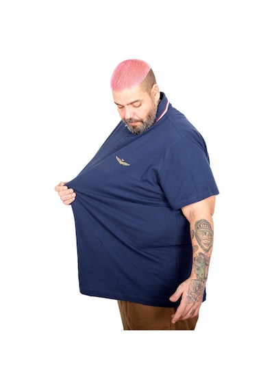 Mode Xl Büyük Beden Erkek Eagle Polo Yaka T-shirt 25315 Indıgo İndigo