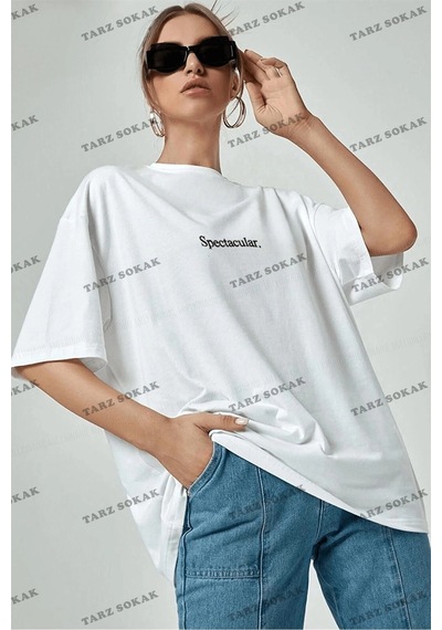 Tarzsokak Spectacular Beyaz Oversize Salas Boyfriend Kadın