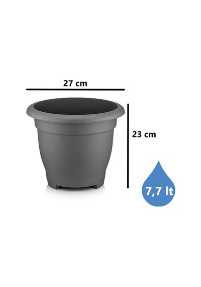 Omnipazar So-vhs4 Dekoratif Vaha Saksı İç Ve Dış Mekan 7.7 Litre No 4 Antrasit 116