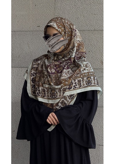 Qalortex Scarf Pamuklu Soft Osmanlı Desen Eşarp-küf Yeşil