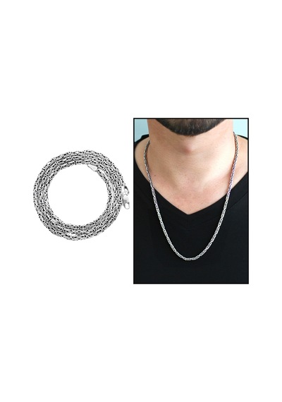 Tesbihane 925 Ayar Gümüş 60 Cm Uzunluk 4 Mm Genişlik 80 Mikron Kalınlık Erkek Kral Zincir