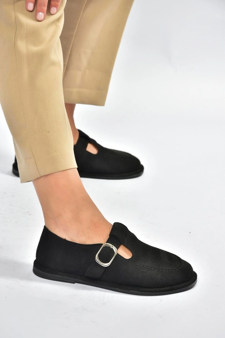 Fox Shoes V846871002 Siyah Süet Günlük Kadın Ayakkabı Siyah-süet
