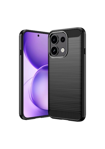Caseonn Oppo Reno16 F 5g Kılıf Karbon Fiber Desenli Koruyucu Arka Kapak Siyah