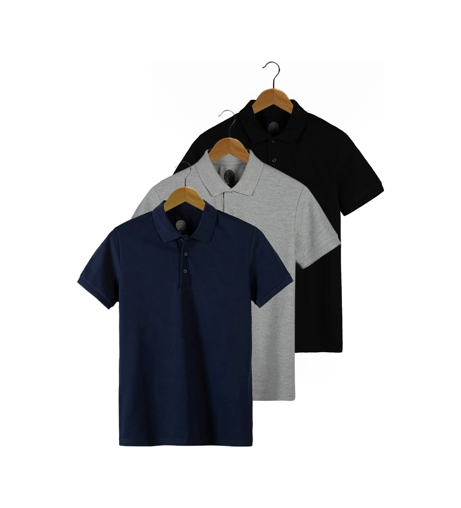 Veaven 3'lü Renkli %100 Pamuk Slim Fit Polo Yaka T-shirt Paketi Renkli