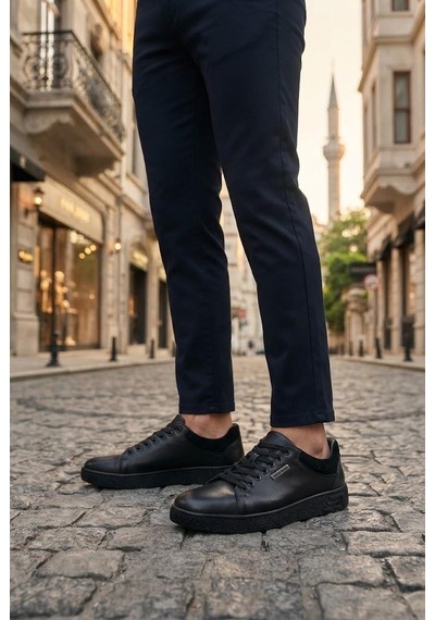 Pierre Cardin Anatomik Orijinal Ürün Hakiki Deri Sneaker Erkek Ayakkabı 169-581 Siyah