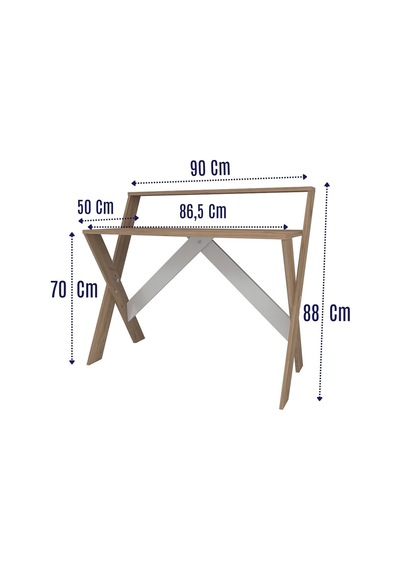 Enda Home X Ayaklı Raflı Ders Çalışma Masası 50x90 Cm Çam Bej