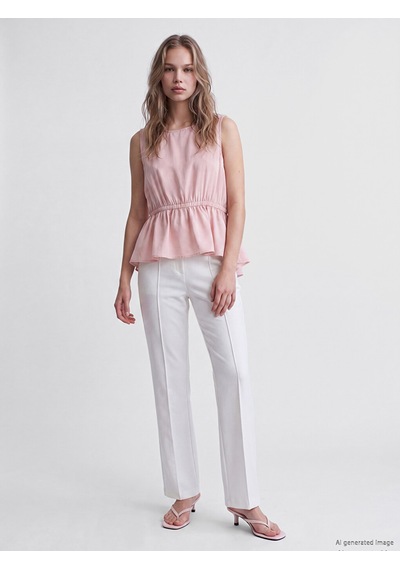 Lcw Vision Pembe Bisiklet Yaka Peplum Bluz