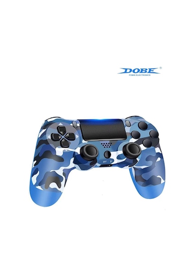 Ps4-pc-android Box-android-Apple Uyumlu iOS Telefon Tablet Titreşimli Bluetooth Oyun Kolu Kamo Mavi