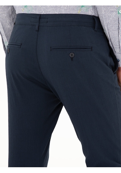 Cacharel Lacivert Slim Fit Beli Bağcıklı Kanvas Pantolon
