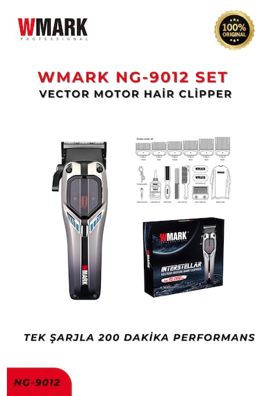 Ng -9012 Silver Tıraş Makinesi Set Vector Motor / Uzun Süre Kablosuz Kullanım 3.5 Saat