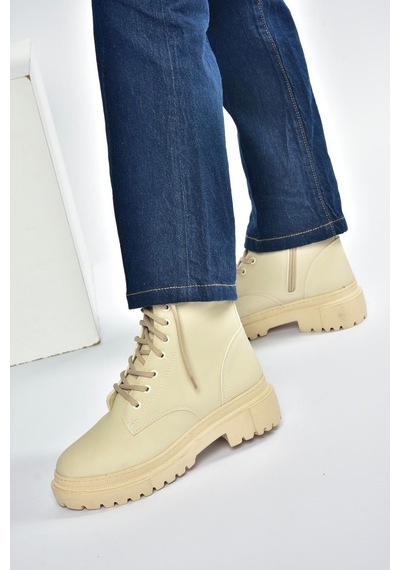 Fox Shoes V973192401 Bej Nubuk Kalın Tabanlı Postal Bot Bej-nubuk