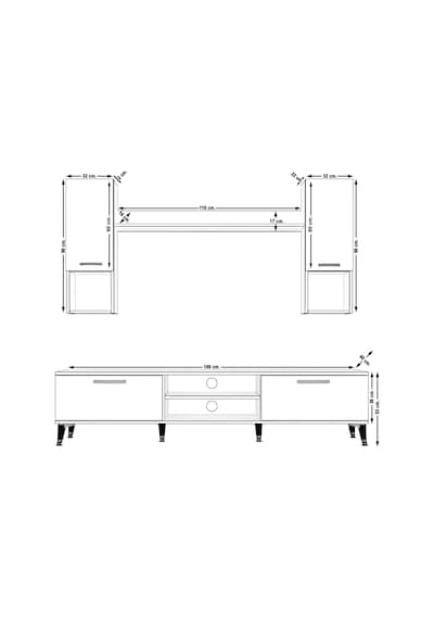 Decoraktiv Eko 5da Slm Dvd Silver Tv Ünitesi Tv Sehpası Beyaz - Siyah