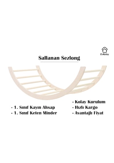 Sallanan Şezlong Sallanan Yer Yatağı Ahşap Minderli Çocuk Yatağı