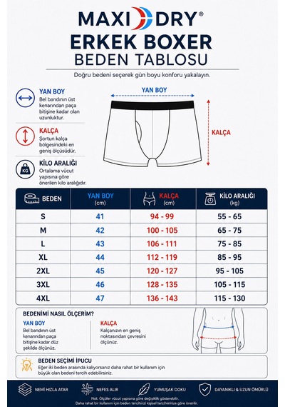 Maxi-dry Erkek Boxer Aşırı Terleme Önleyici Çift Katmanlı, Islaklık Sızdırmaz, Nefes Alabilen Iç Giyim Siyah