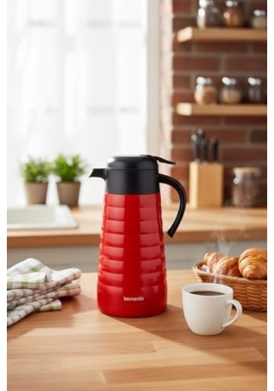 Nora 2 Litre Çelik Termos Kırmızı Açık Gri