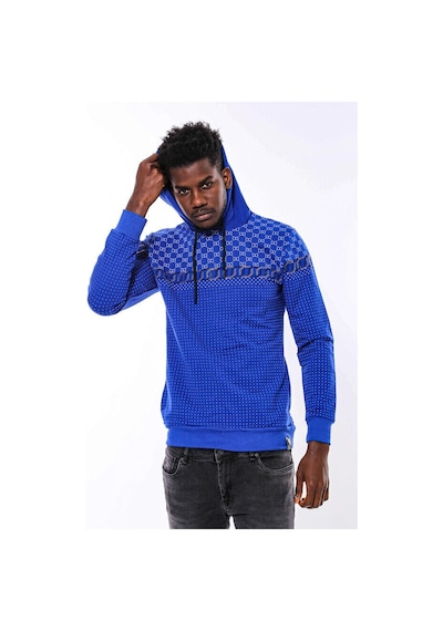 Wessi Lacivert Kapşonlu Taşlı Baskılı Desenli Sweatshirt Lacivert