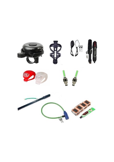 BİSİKLET AKSESUAR SETİ 9 PARÇA XL PAKET Çok Renkli