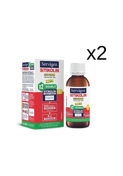 Sorvagen Kids Sitikolin Dha Omega 3 Ve B12 150 Ml X2 Adet