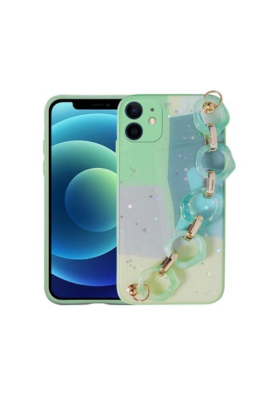 Apple Uyumlu iPhone 11 Simli Desenli El Askılı Tutacaklı Zore Elsa Silikon Kapak