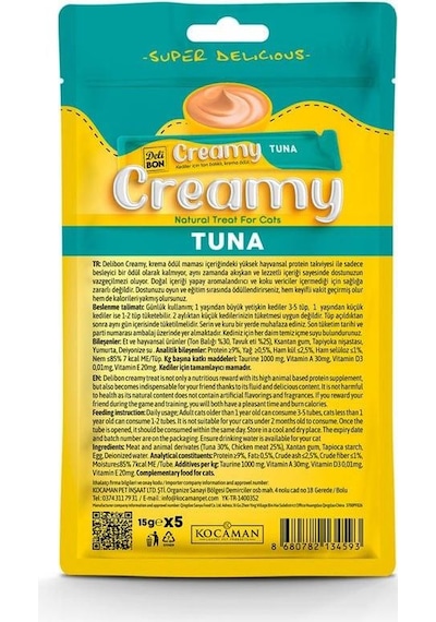 Delibon Creamy Ödül Maması Ton Balıklı 15gr 5li Paket